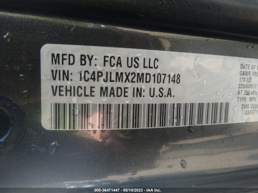 2021 JEEP CHEROKEE LATITUDE LUX - 1C4PJLMX2MD107148