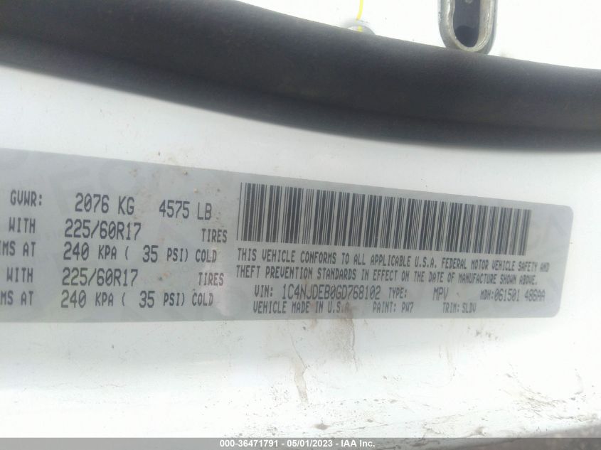 2016 JEEP COMPASS HIGH ALTITUDE EDITION - 1C4NJDEB0GD768102