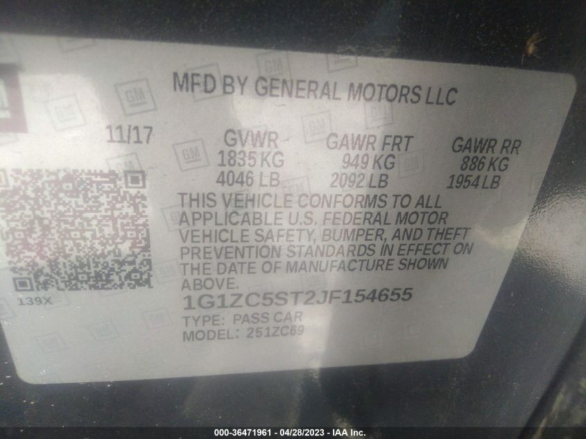 2018 CHEVROLET MALIBU LS - 1G1ZC5ST2JF154655