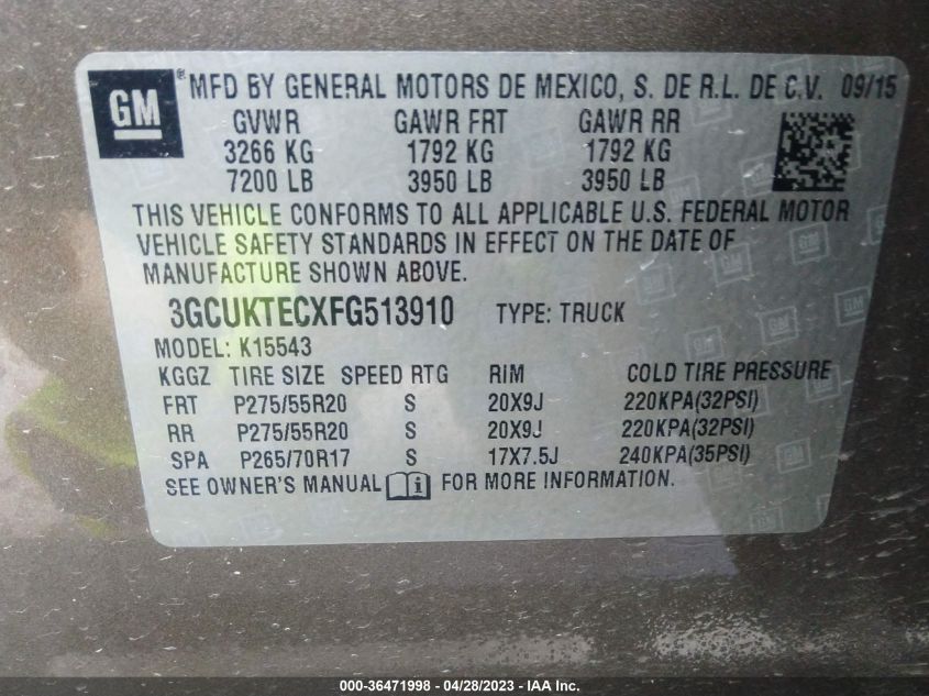 2015 CHEVROLET SILVERADO 1500 HIGH COUNTRY - 3GCUKTECXFG513910