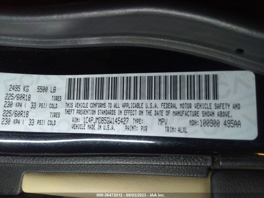 2016 JEEP CHEROKEE LIMITED - 1C4PJMDB5GW145427