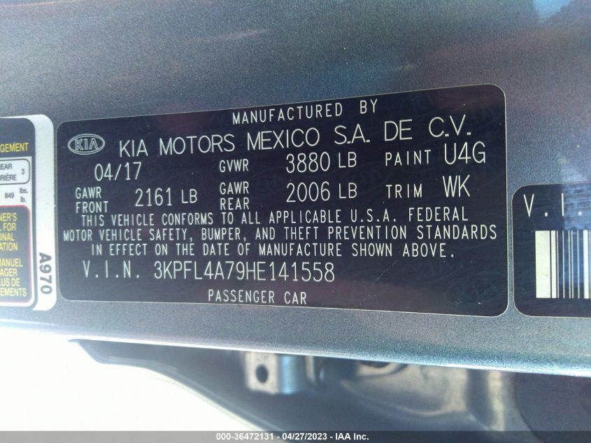 2017 KIA FORTE S - 3KPFL4A79HE141558