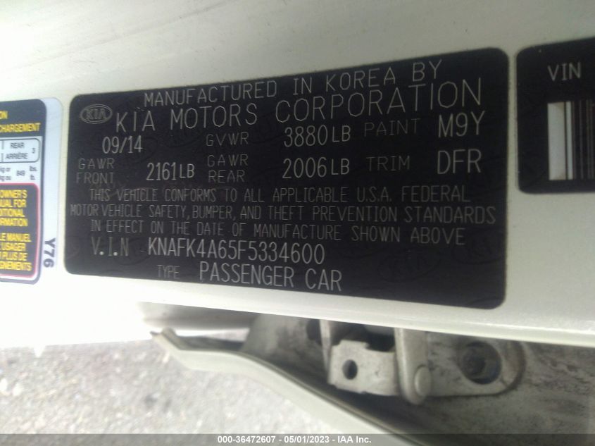 2015 KIA FORTE LX - KNAFK4A65F5334600