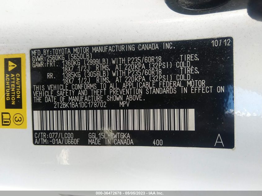 2013 LEXUS RX 350 - 2T2BK1BA1DC178702