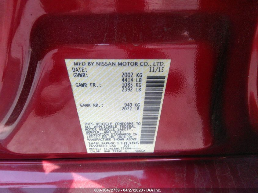 2016 NISSAN ALTIMA 3.5 - 1N4BL3AP6GC118386