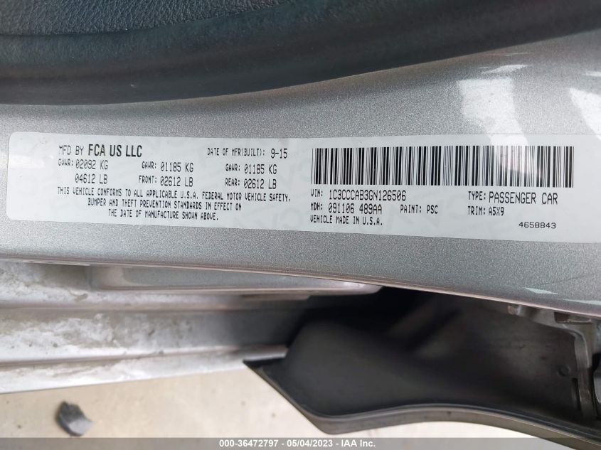 2016 CHRYSLER 200 LIMITED - 1C3CCCAB3GN126506