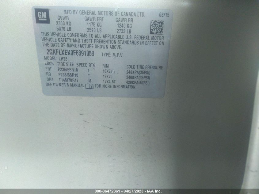 2015 GMC TERRAIN SLT - 2GKFLXEK0F6391059