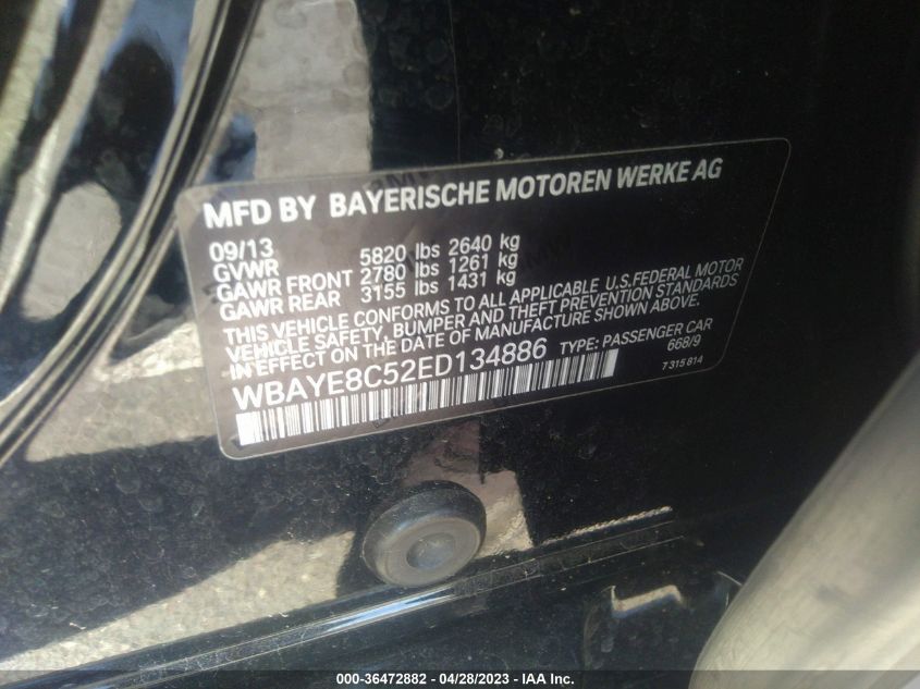 2014 BMW 7 SERIES 750LI - WBAYE8C52ED134886