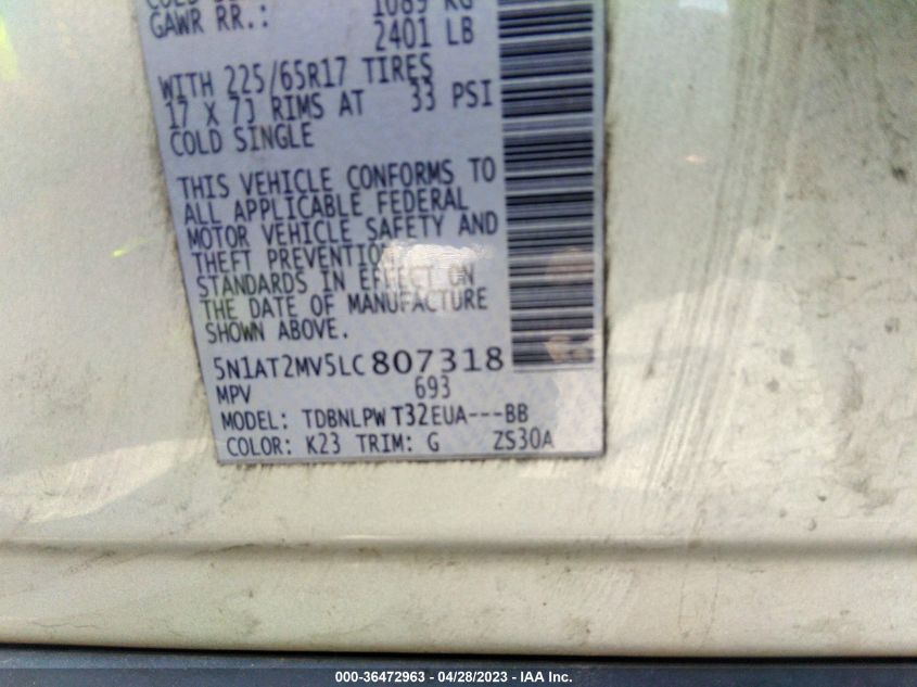 2020 NISSAN ROGUE S - 5N1AT2MV5LC807318