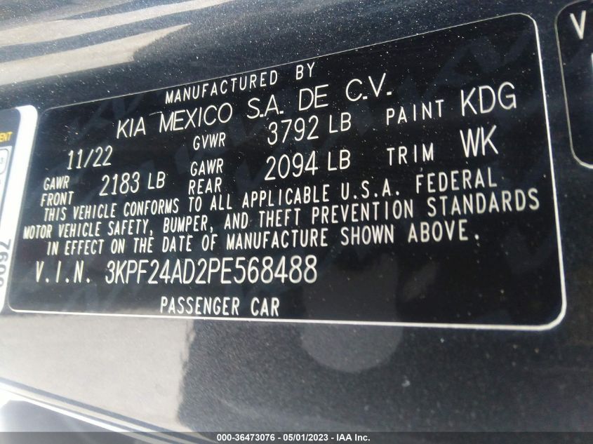 2023 KIA FORTE LX - 3KPF24AD2PE568488