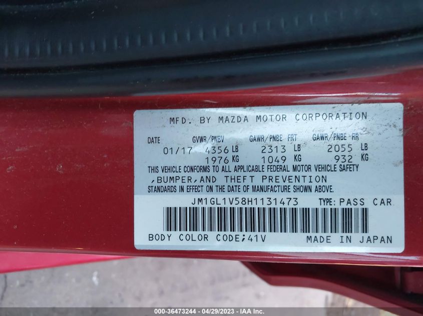 2017 MAZDA MAZDA6 TOURING - JM1GL1V58H1131473