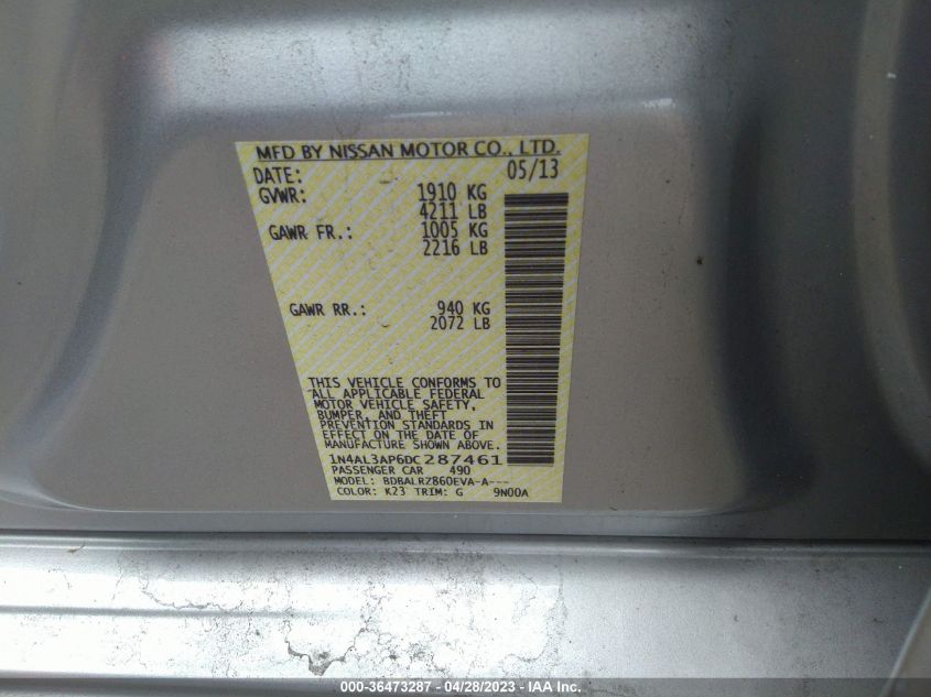 2013 NISSAN ALTIMA 2.5 S - 1N4AL3AP6DC287461