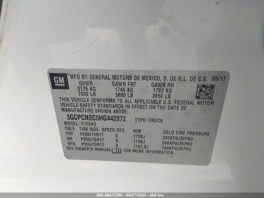 2017 CHEVROLET SILVERADO 1500 LS - 3GCPCNEC0HG442872