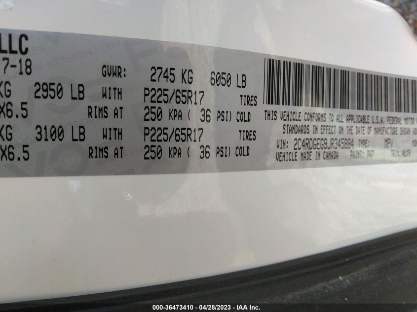 2018 DODGE GRAND CARAVAN GT - 2C4RDGEG9JR345884