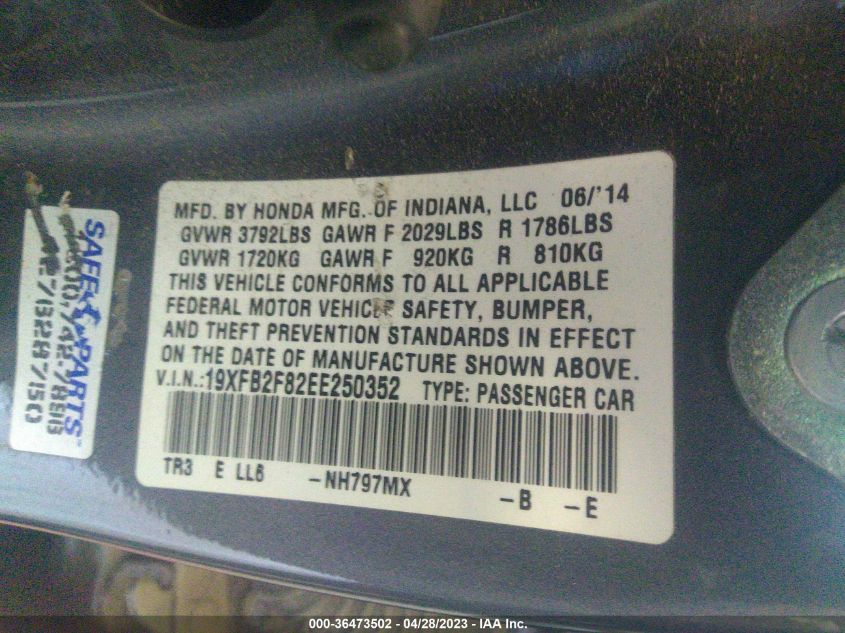 2014 HONDA CIVIC SEDAN EX - 19XFB2F82EE250352