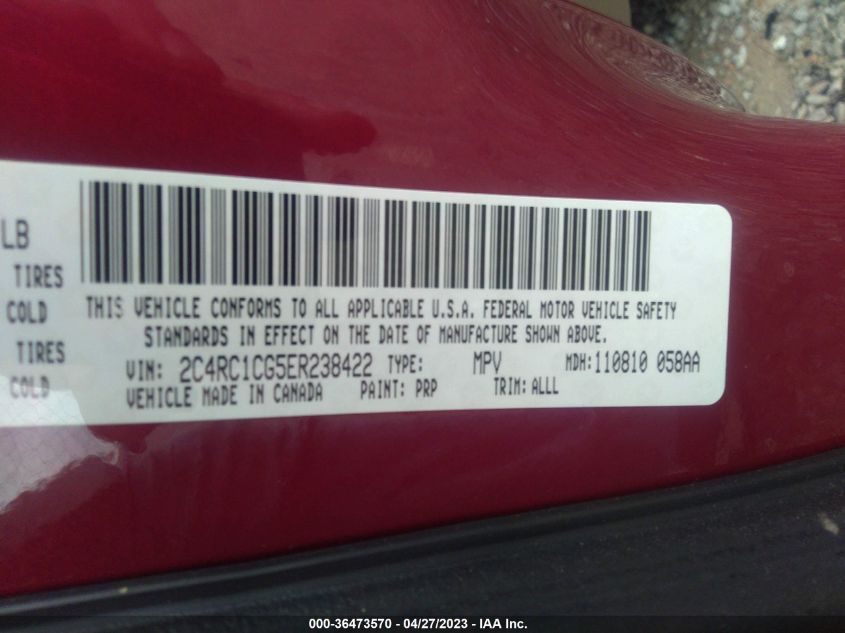 2014 CHRYSLER TOWN & COUNTRY TOURING-L - 2C4RC1CG5ER238422