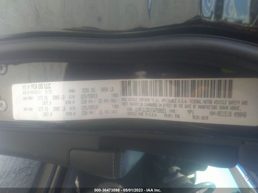 2015 JEEP CHEROKEE LATITUDE ALTITUDE - 1C4PJLCB1FW759921