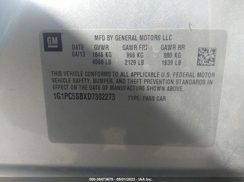 2013 CHEVROLET CRUZE 1LT - 1G1PC5SBXD7302273