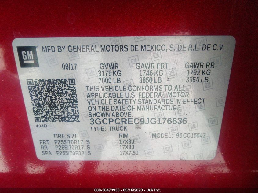 2018 CHEVROLET SILVERADO 1500 LT - 3GCPCREC9JG176636
