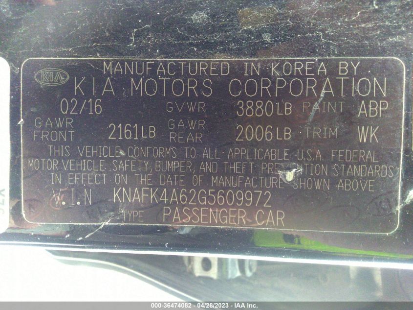 2016 KIA FORTE LX - KNAFK4A62G5609972