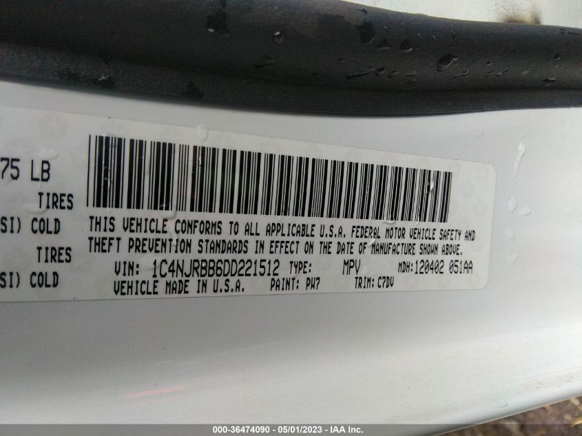 2013 JEEP PATRIOT SPORT - 1C4NJRBB6DD221512