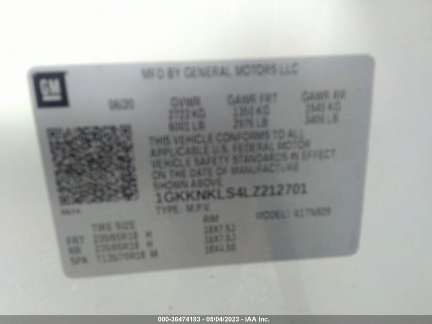 2020 GMC ACADIA SLE - 1GKKNKLS4LZ212701
