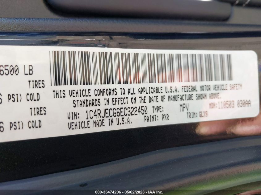 2014 JEEP GRAND CHEROKEE OVERLAND - 1C4RJECG6EC322450