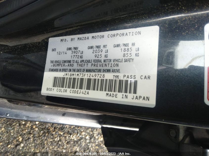 2015 MAZDA MAZDA3 I GRAND TOURING - JM1BM1M73F1249728