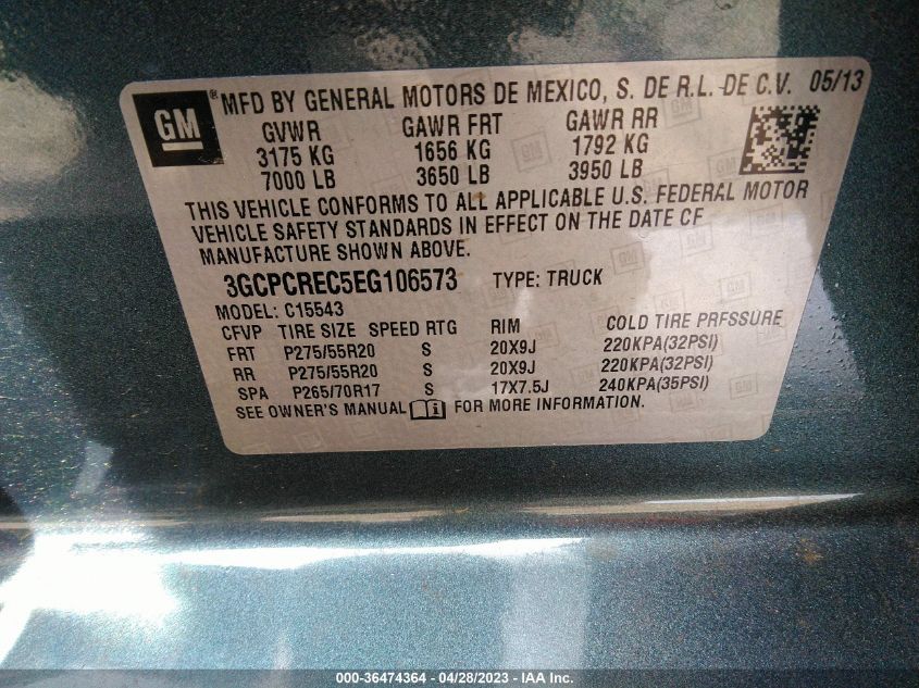 2014 CHEVROLET SILVERADO 1500 LT - 3GCPCREC5EG106573