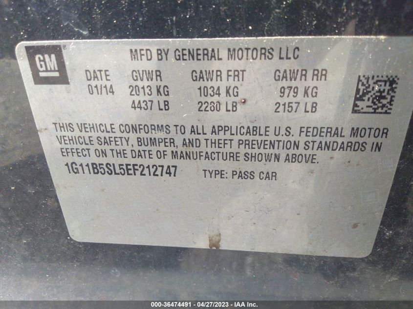 2014 CHEVROLET MALIBU LS - 1G11B5SL5EF212747