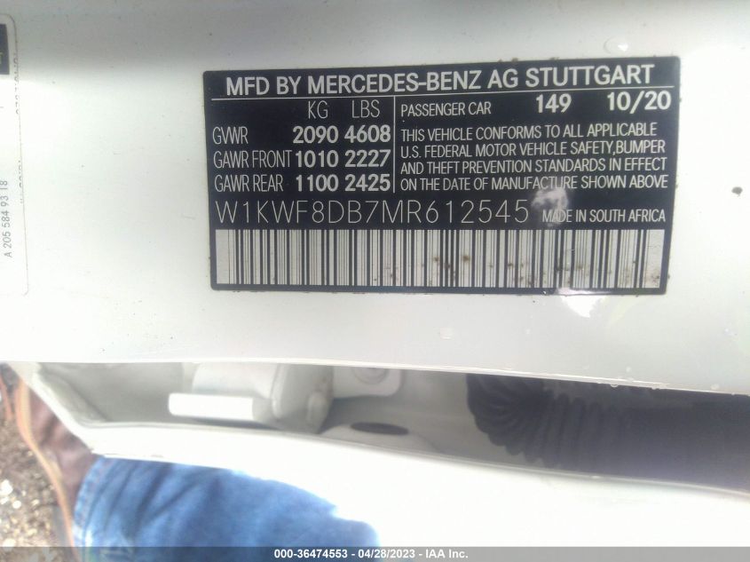 2021 MERCEDES-BENZ C-CLASS C 300 - W1KWF8DB7MR612545