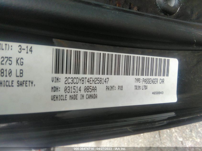 2014 DODGE CHALLENGER R/T/R/T PLUS/R - 2C3CDYBT4EH258147