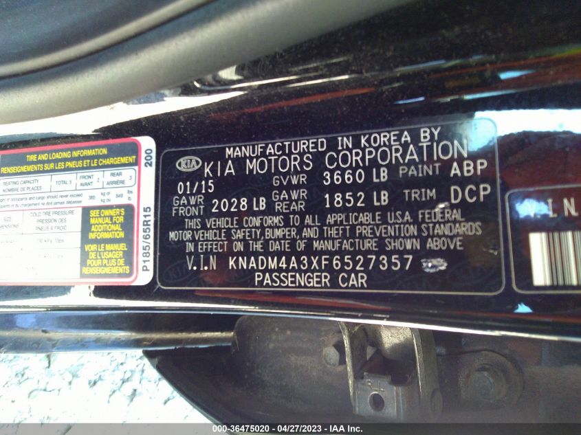 2015 KIA RIO LX - KNADM4A3XF6527357