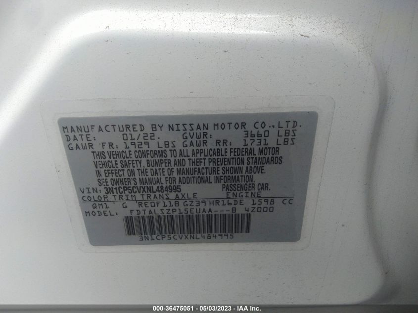 2022 NISSAN KICKS SV - 3N1CP5CVXNL484995