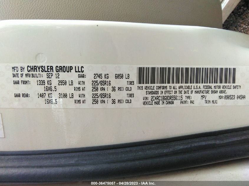 2013 CHRYSLER TOWN & COUNTRY TOURING - 2C4RC1BG8DR556115
