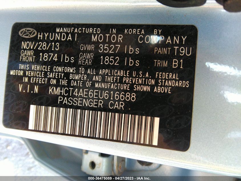 2014 HYUNDAI ACCENT GLS - KMHCT4AE6EU616688