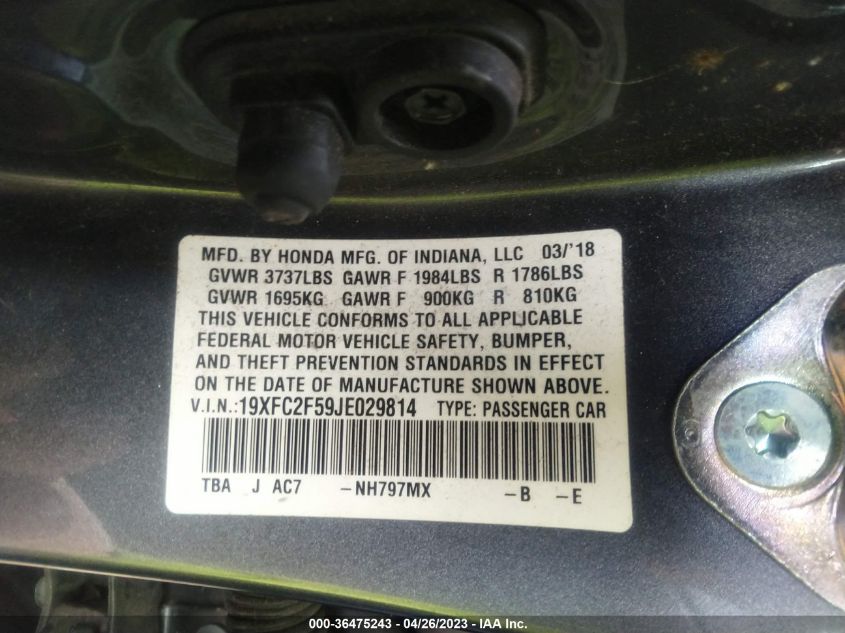 2018 HONDA CIVIC SEDAN LX - 19XFC2F59JE029814