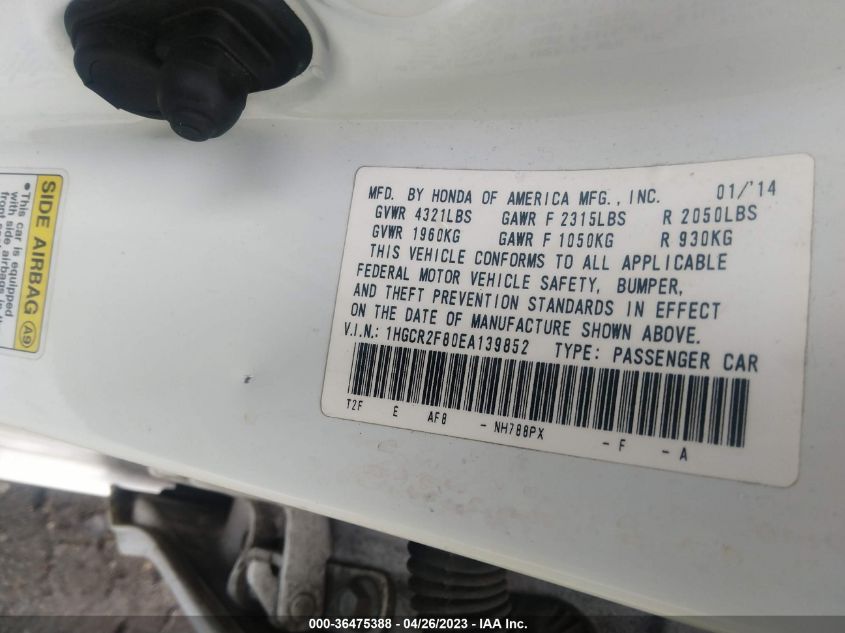 2014 HONDA ACCORD SEDAN EX-L - 1HGCR2F80EA139852