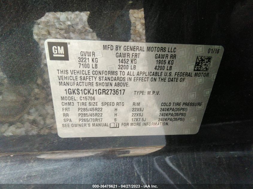 2016 GMC YUKON DENALI - 1GKS1CKJ1GR273617