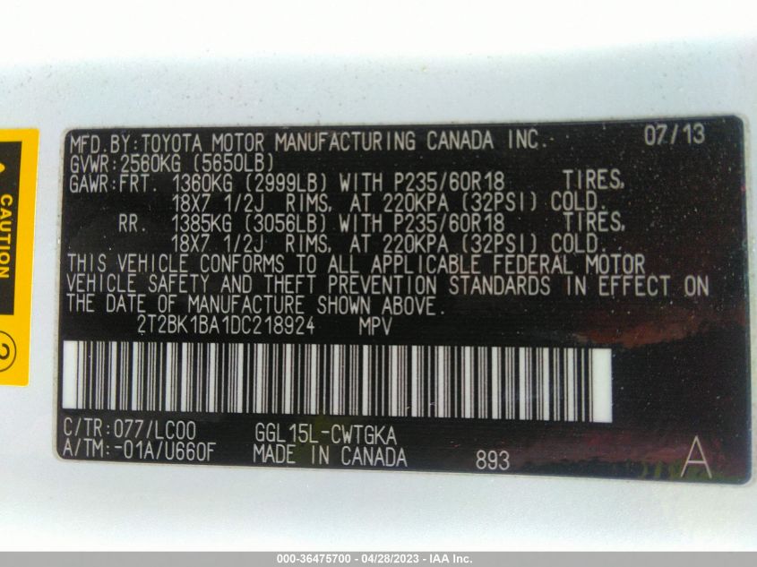 2013 LEXUS RX 350 - 2T2BK1BA1DC218924