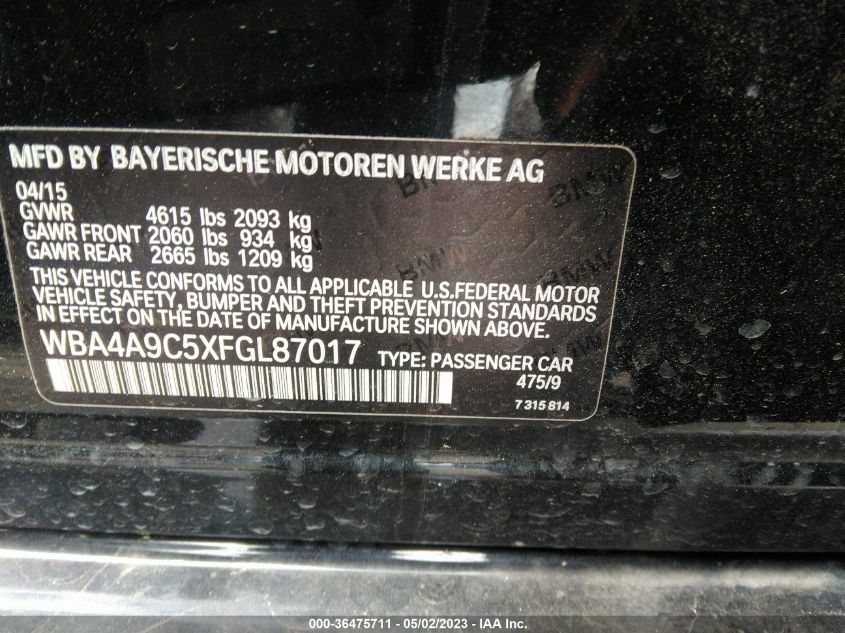 2015 BMW 4 SERIES 428I - WBA4A9C5XFGL87017