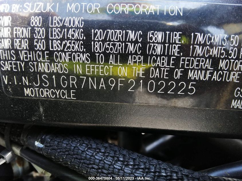 2015 SUZUKI GSX-S750 - JS1GR7NA9F2102225