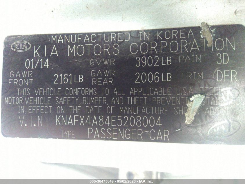 2014 KIA FORTE EX - KNAFX4A84E5208004