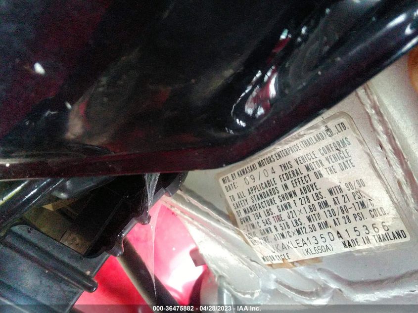 2005 KAWASAKI KL650 A JKAKLEA135DA15366