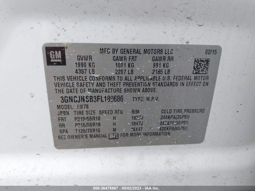 2015 CHEVROLET TRAX LTZ - 3GNCJNSB3FL189686
