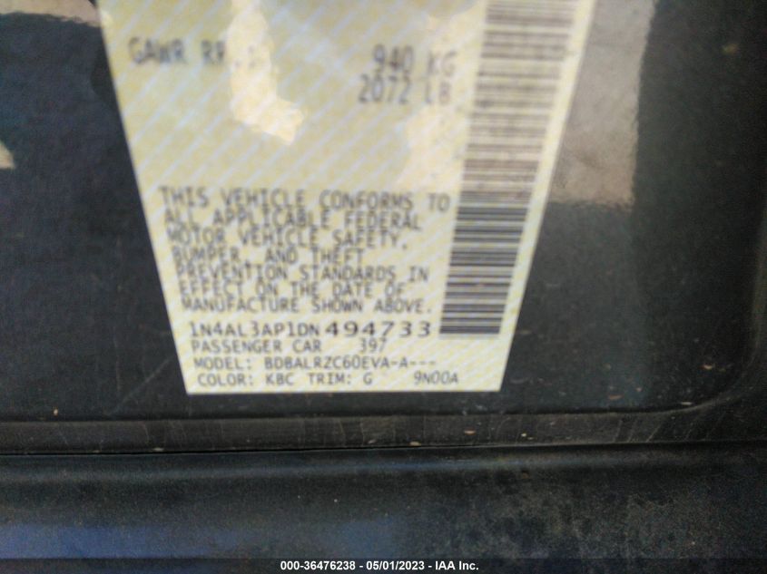 2013 NISSAN ALTIMA 2.5 S - 1N4AL3AP1DN494733