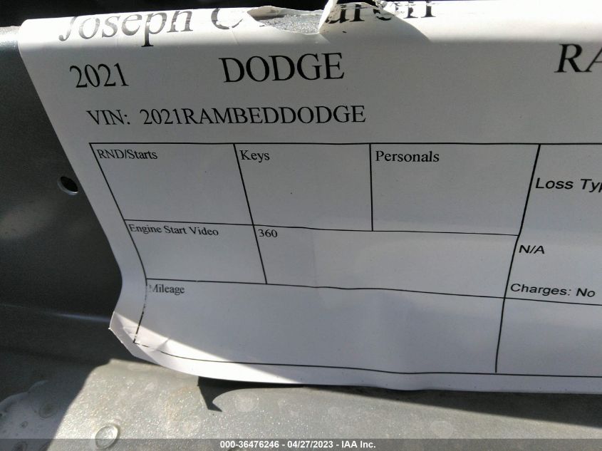 2021 DODGE RAM TRUCK 2021RAMBEDDODGE