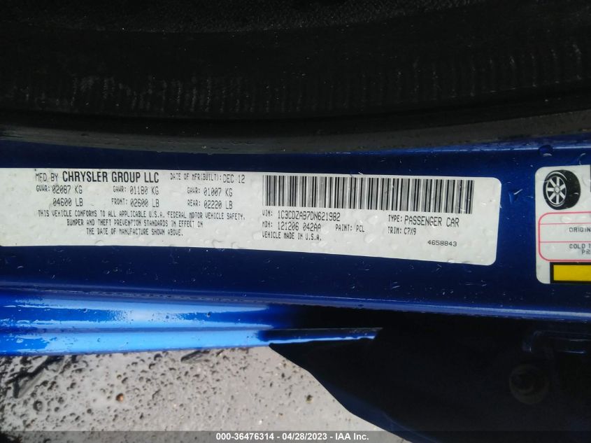 2013 DODGE AVENGER SE - 1C3CDZAB7DN621982