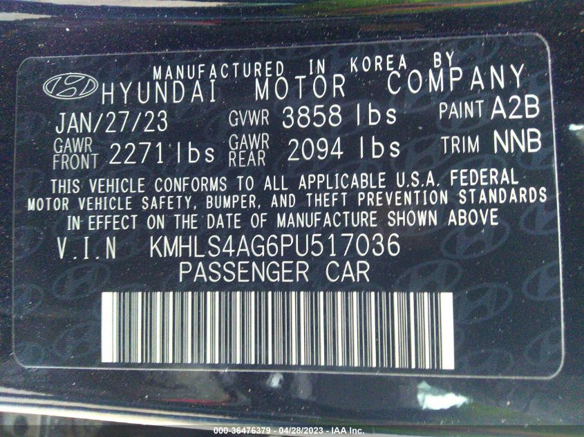 2023 HYUNDAI ELANTRA SEL - KMHLS4AG6PU517036