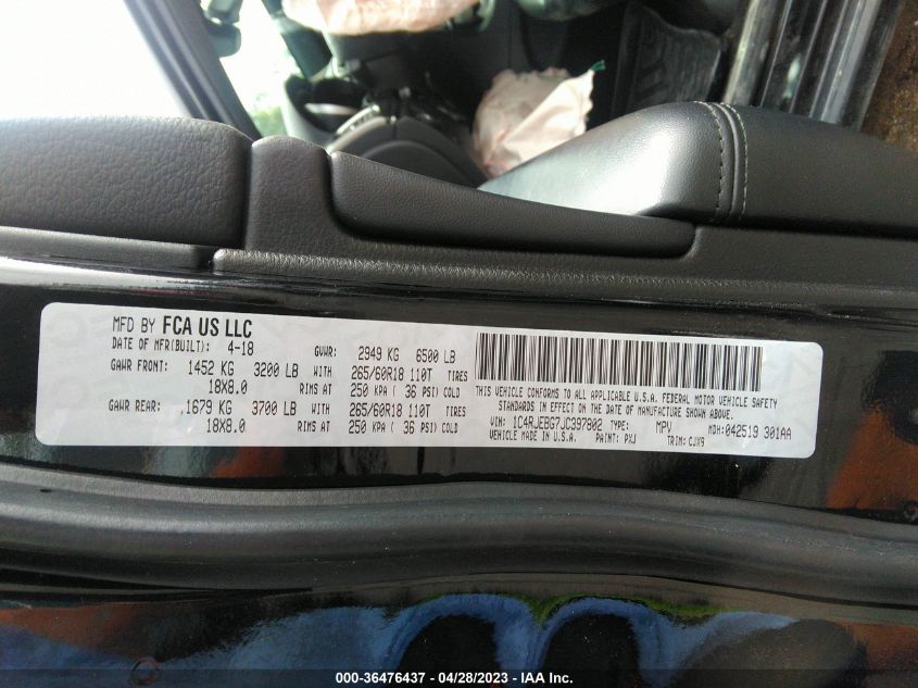 2018 JEEP GRAND CHEROKEE LIMITED - 1C4RJEBG7JC397802